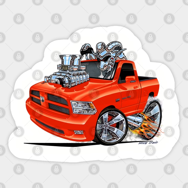 Dodge RAM ORANGE Truck Sticker by vincecrain